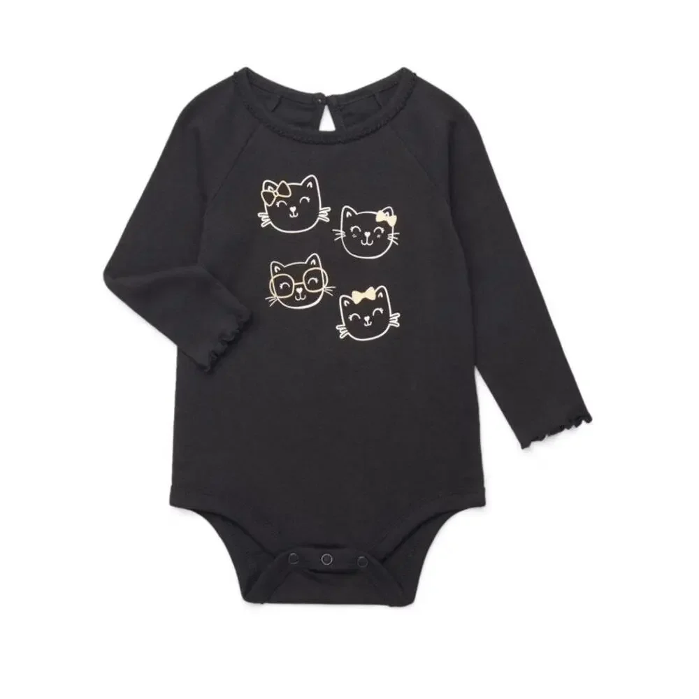 New Garanimals Black Long sleeve Cute Cat Kitties Body suit Bodysuit 18M‎ Girls